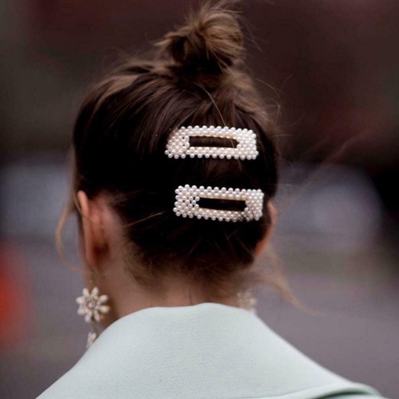 oversized pearl hair clips/barrettes (2 pcs.) - Picture 5 of 5
